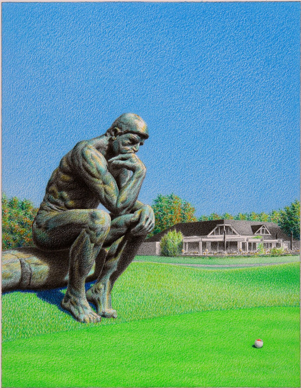 RODIN-Golf, 2022, Dibujo a lápiz de color sobre papel de Rene Boin