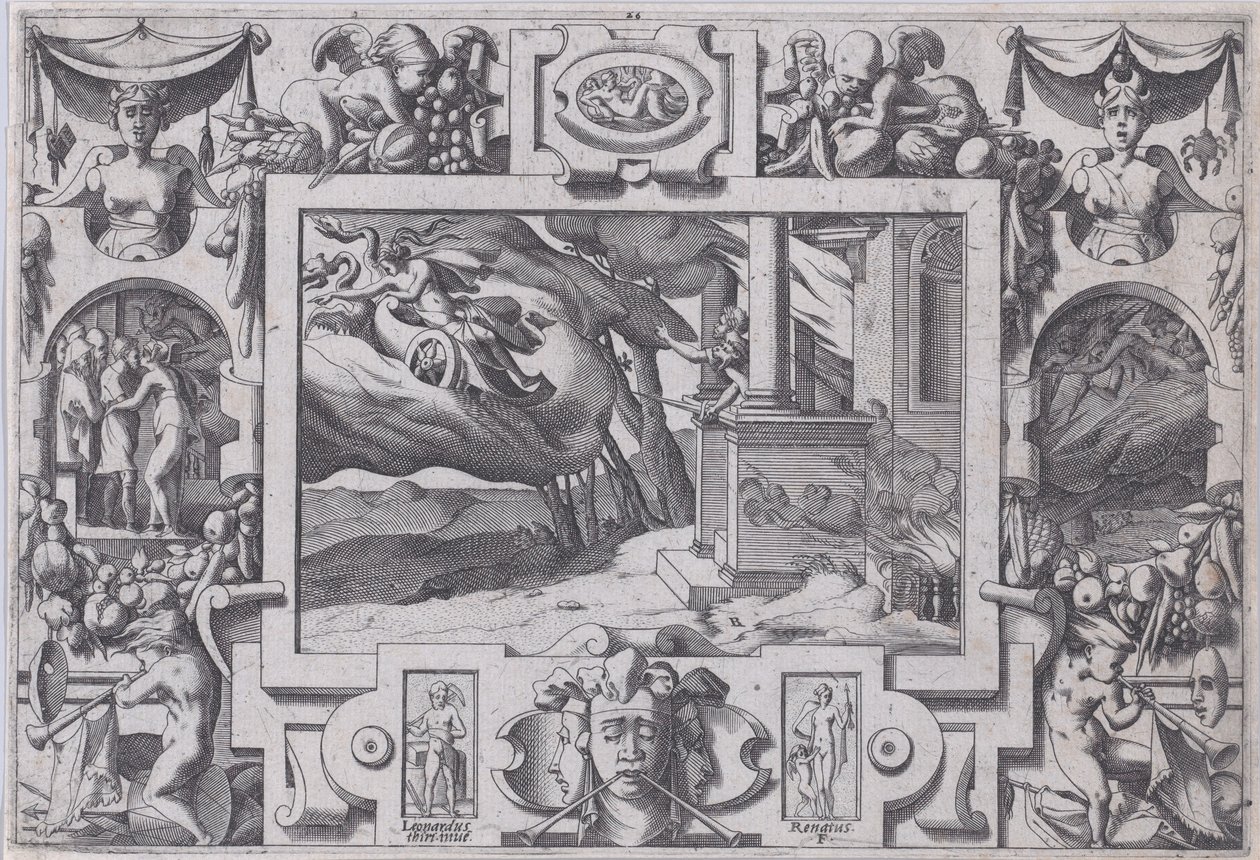 Medea Huye de Jasón con la Espada en Mano, 1563 de Rene Boyvin