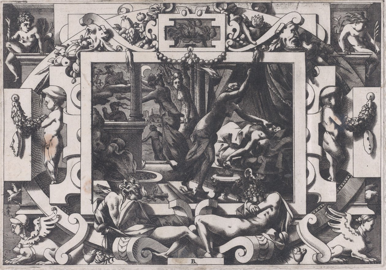 Pelias Asesinado por sus Hijas, 1563 de Rene Boyvin