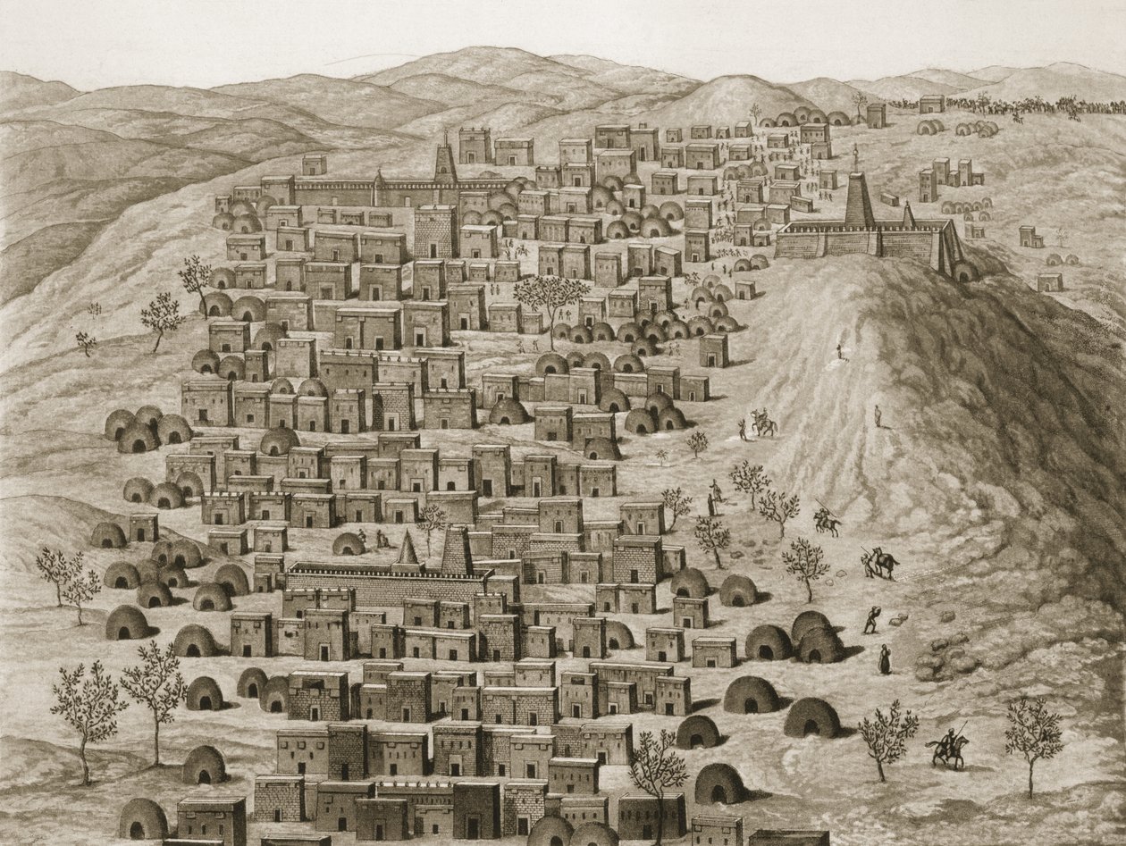 Vista de parte de la ciudad de Tombuctú desde una colina, ilustración del Journal d