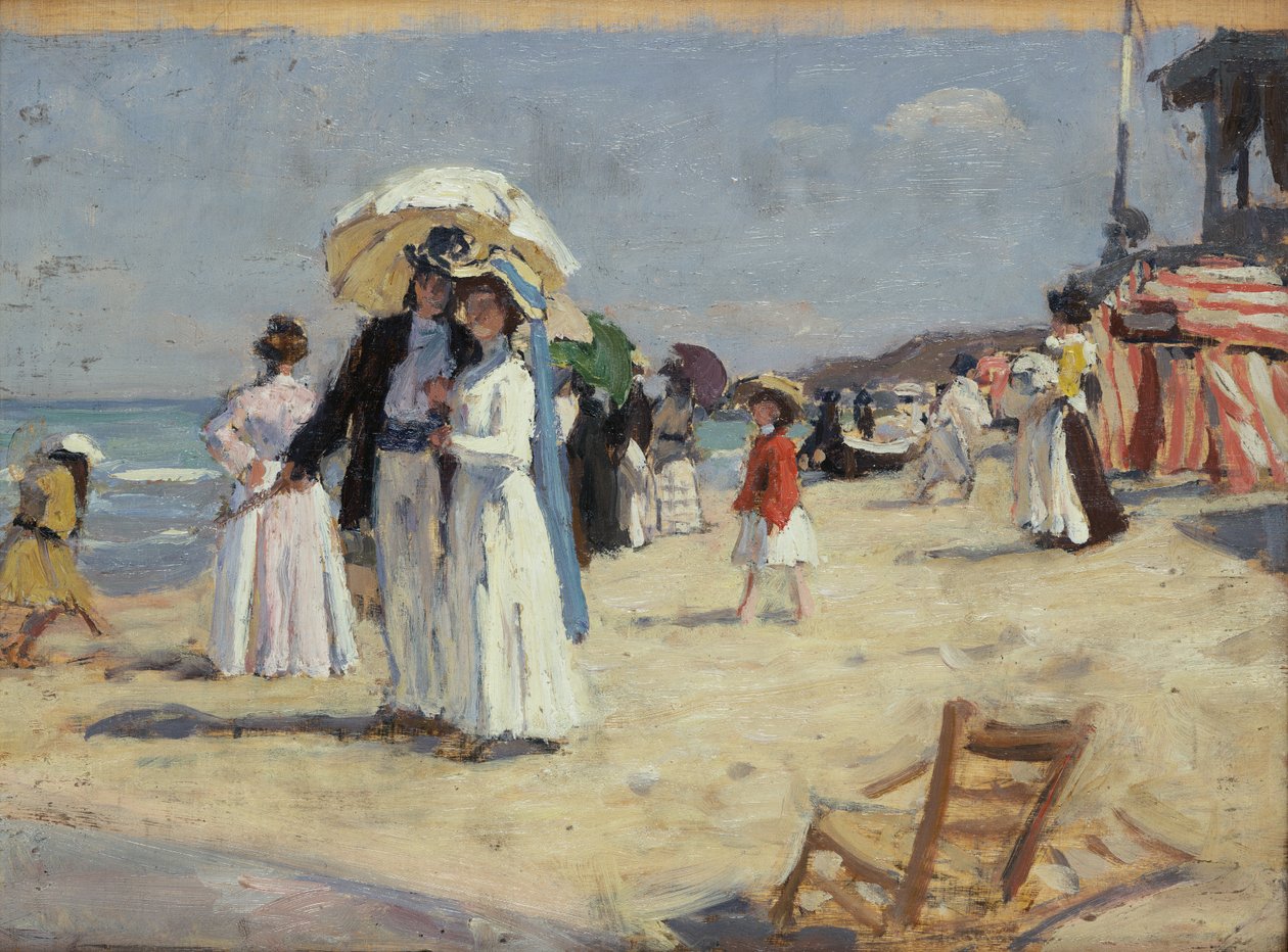 Pareja en la playa de Cabourg (óleo sobre lienzo) de René François Xavier Prinet