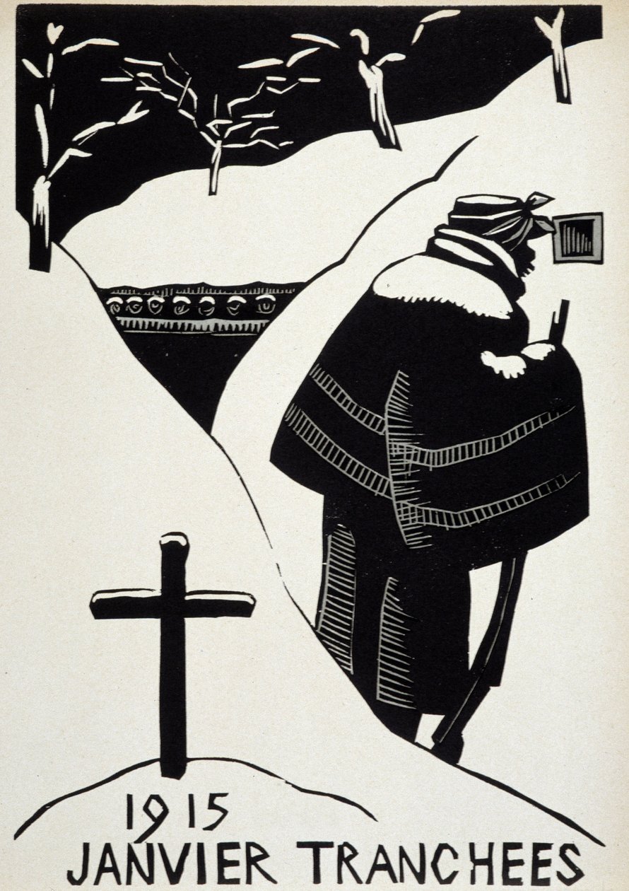 Enero 1915: las trincheras - en "Calendario de Guerra", ilustrado por Herman-Paul, Librería Lutetia, París de Rene George Hermann Paul