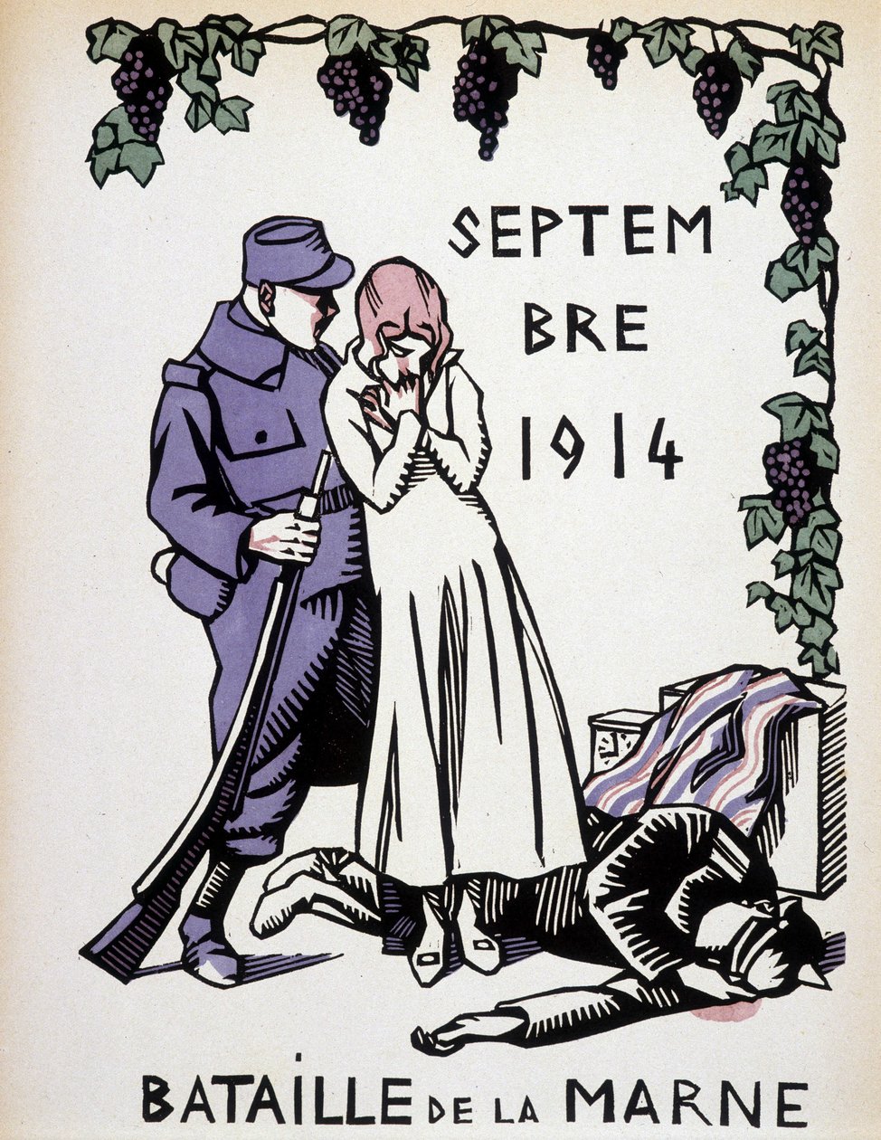 Septiembre 1914: Batalla del Marne - dibujo de Herman Paul, en "Calendario de Guerra" ed. 1916 de Rene George Hermann Paul