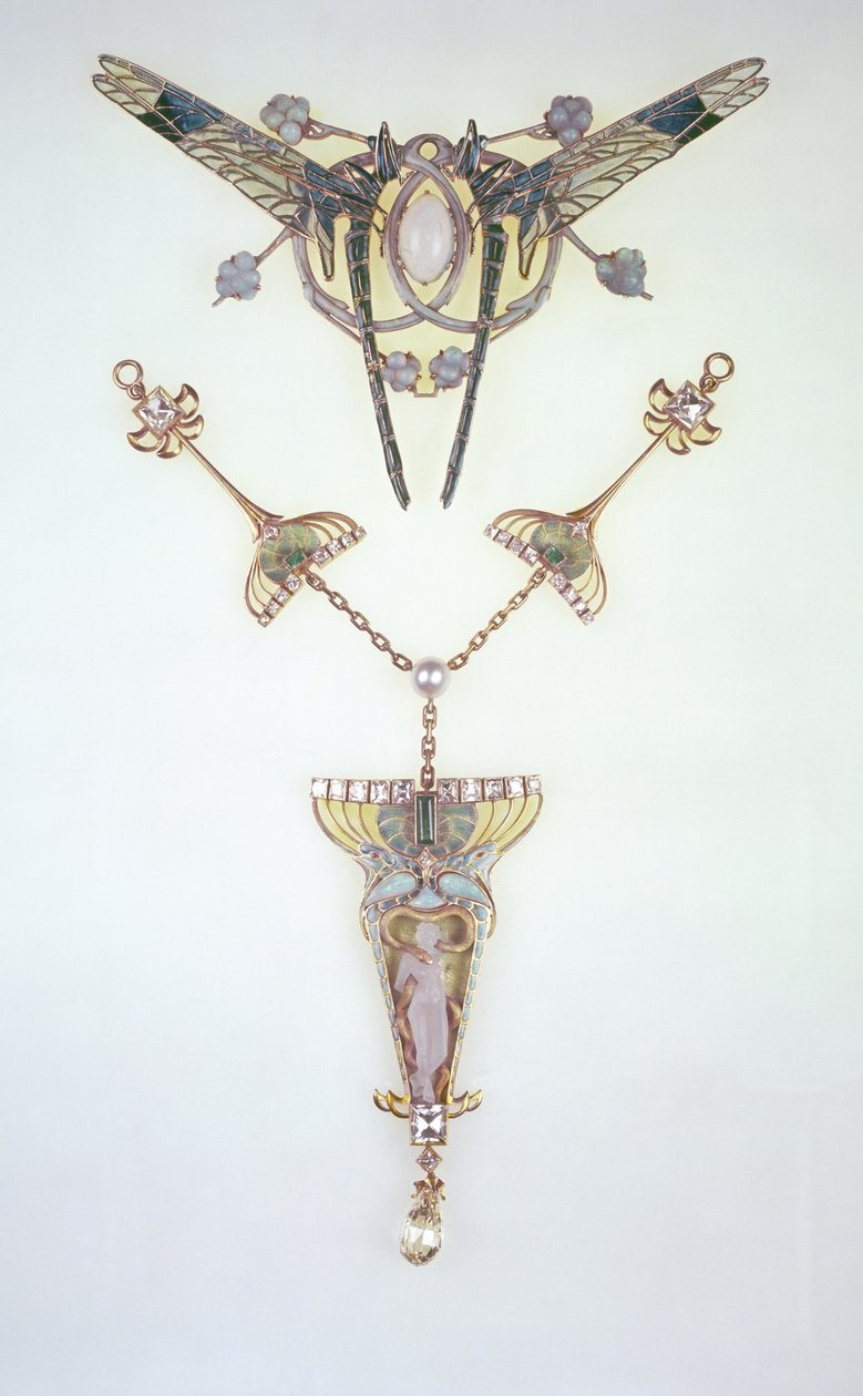 Adorno para el cabello de Lalique y colgante de Philippe Wolfers de Rene Jules Lalique