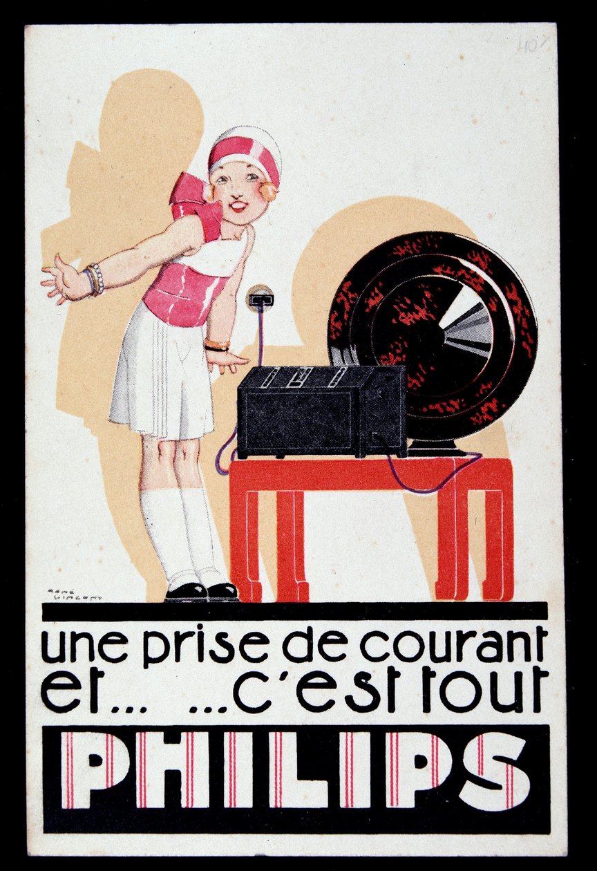 Publicidad para el aparato de radio Philips, c.1930 de Rene Vincent