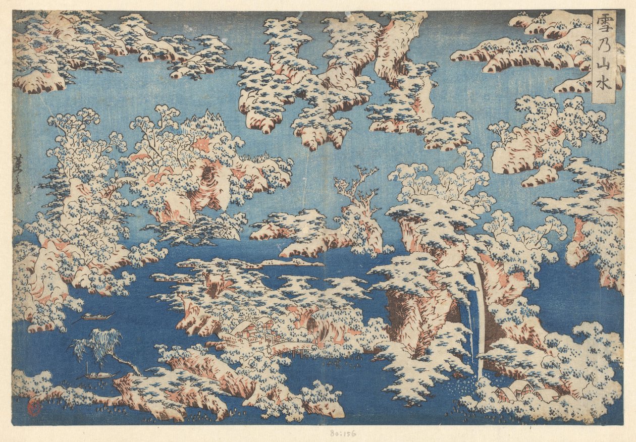 Sneeuwlandschap Yuki no sansui (título sobre objeto) de Renshi
