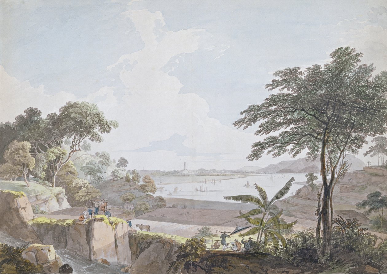 Vista del río Cantón, cerca de Whampoa, China, c.1785-94 de Rev. Edward Thomas Daniell