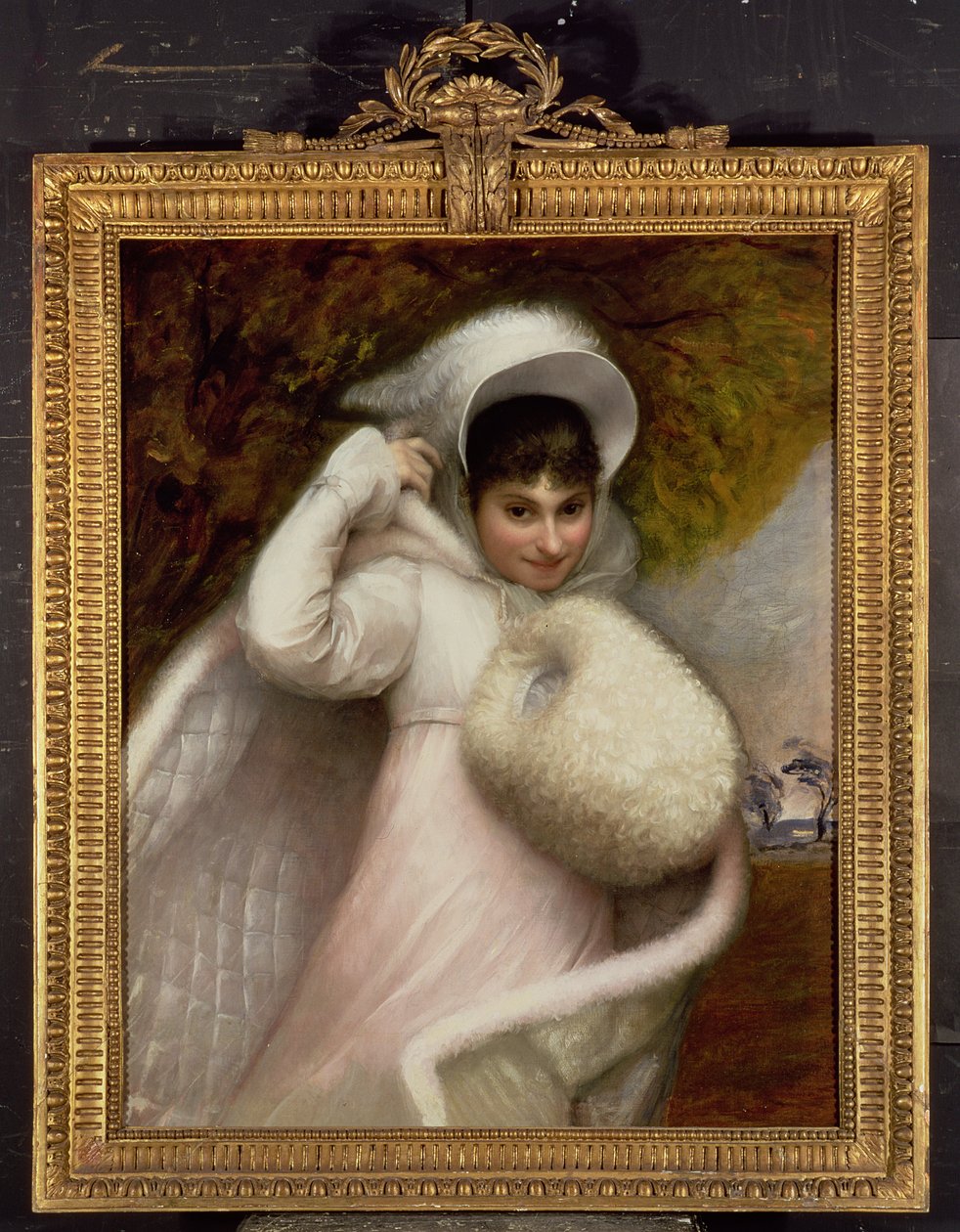 Retrato de una dama con vestido blanco de Rev. Mathew William Peters