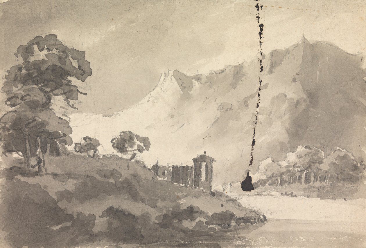 Paisaje con castillo, río y montaña de Rev. William Gilpin