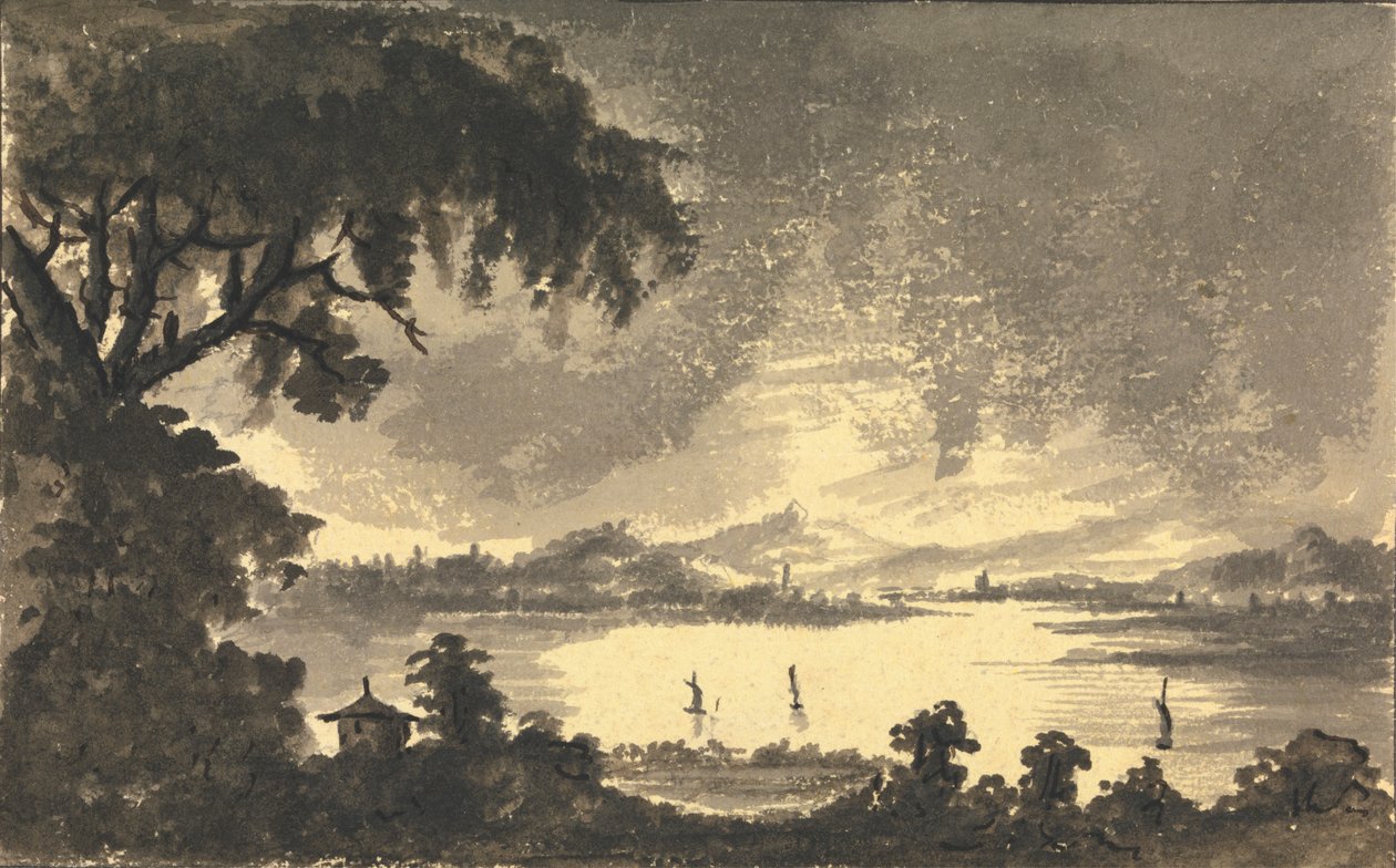 Río Forth con la ciudad y el castillo de Stirling a lo lejos de Rev. William Gilpin