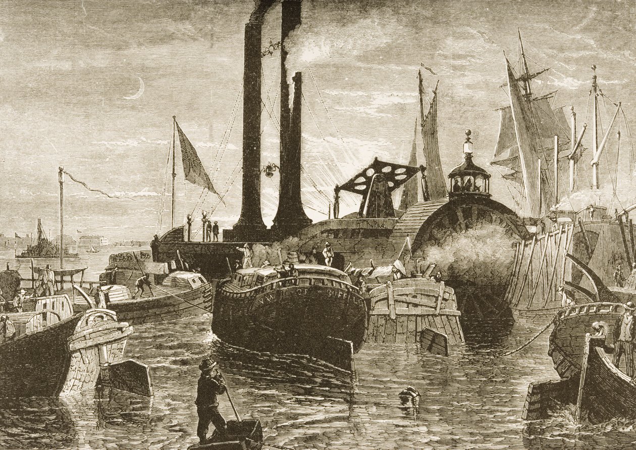 Una flota de granos en el puerto de Nueva York en la década de 1870, c.1880 de Reverend Samuel Manning