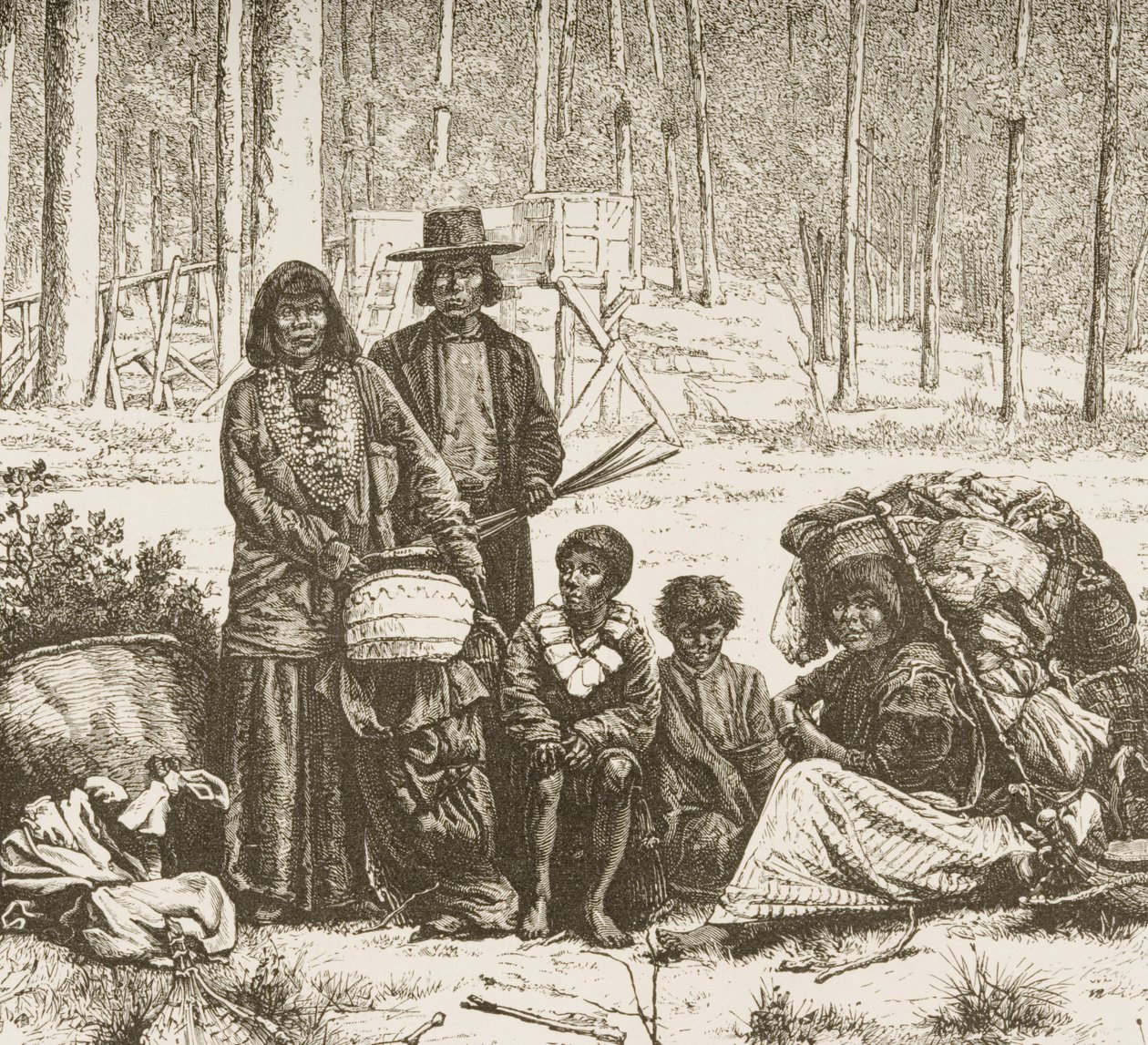 Grupo familiar nativo americano al oeste de las Montañas Rocosas, c.1880 de Reverend Samuel Manning
