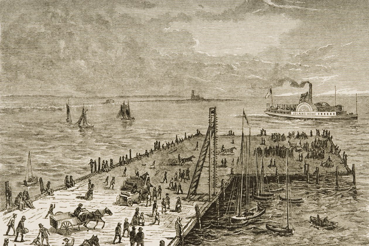 El muelle en la isla de Nantucket, Massachusetts en la década de 1870, c.1880 de Reverend Samuel Manning
