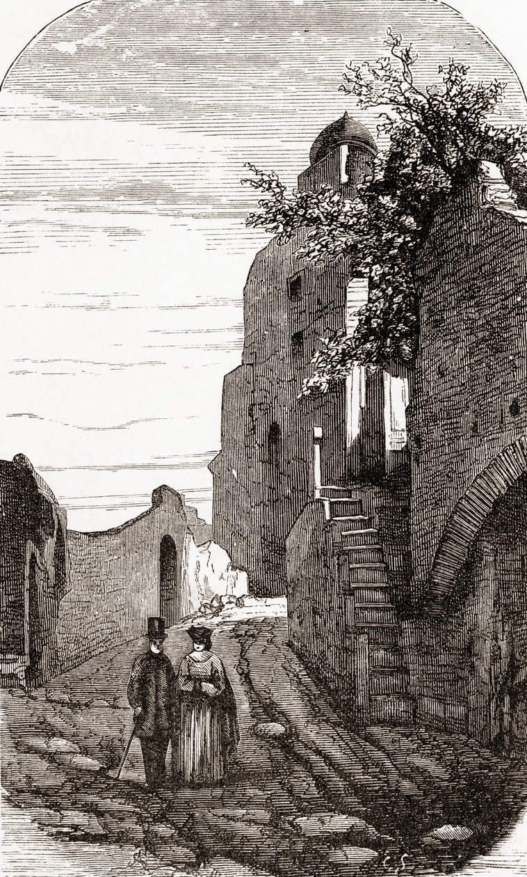 Clivus Victoria en el Palatino, Roma, Italia, a finales del siglo XIX. De Italian Pictures by Rev. Samuel Manning, publicado hacia 1890. de Reverend Samuel Manning