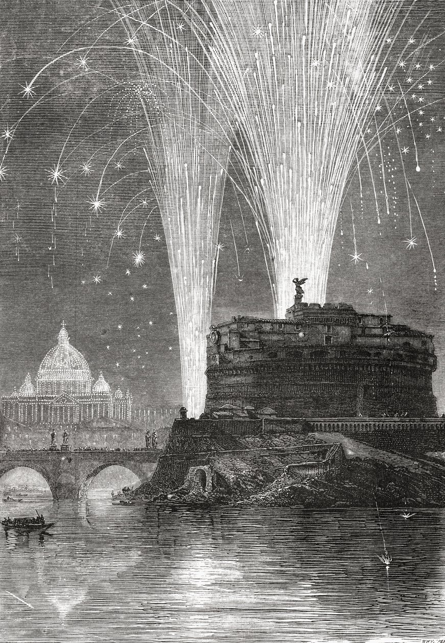 Iluminación de San Pedro y fuegos artificiales en el Castel Sant