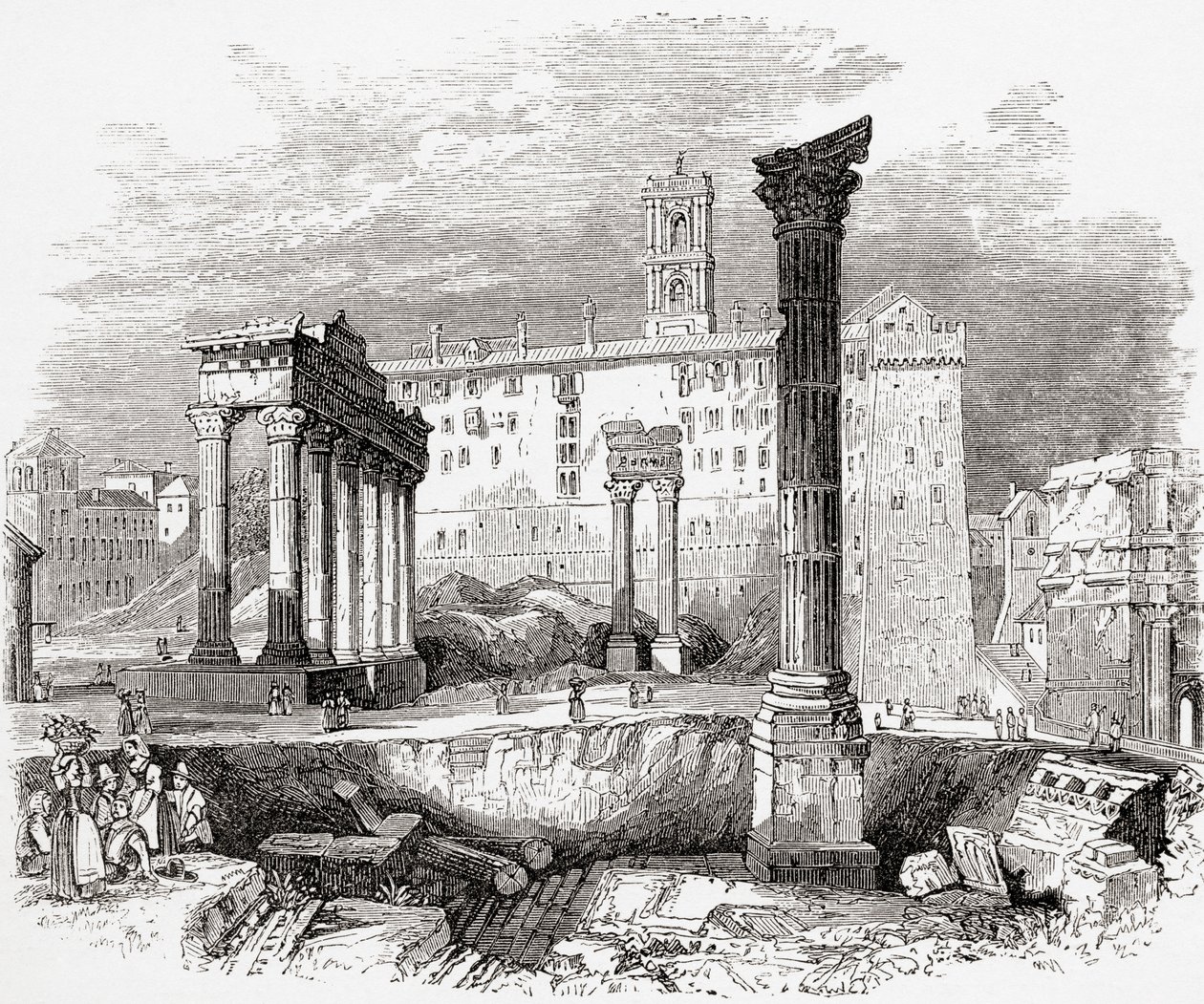 En El Foro, mirando hacia el Capitolio, Roma, Italia a finales del siglo XIX. De Italian Pictures by Rev. Samuel Manning, publicado hacia 1890. de Reverend Samuel Manning