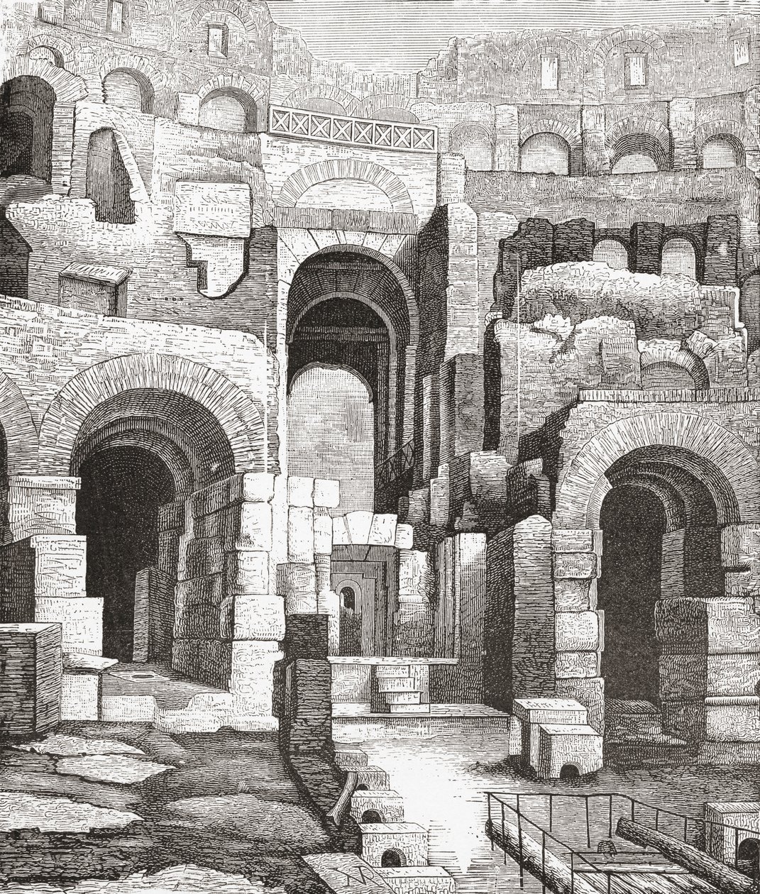 Interior del Coliseo, Roma, Italia, desde las excavaciones de 1874. De Italian Pictures by Rev. Samuel Manning, publicado hacia 1890. de Reverend Samuel Manning