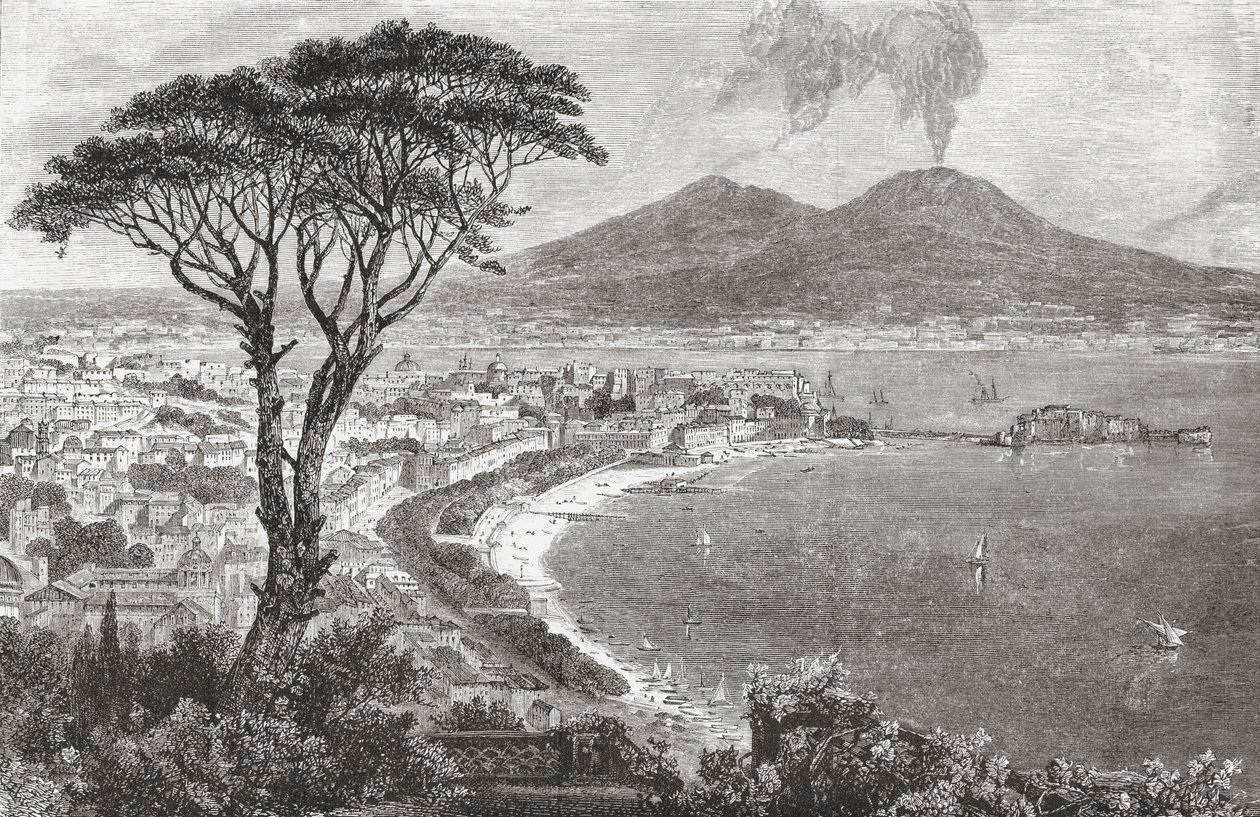 Nápoles y el Vesubio, Italia, a finales del siglo XIX. De Italian Pictures by Rev. Samuel Manning, publicado hacia 1890. de Reverend Samuel Manning