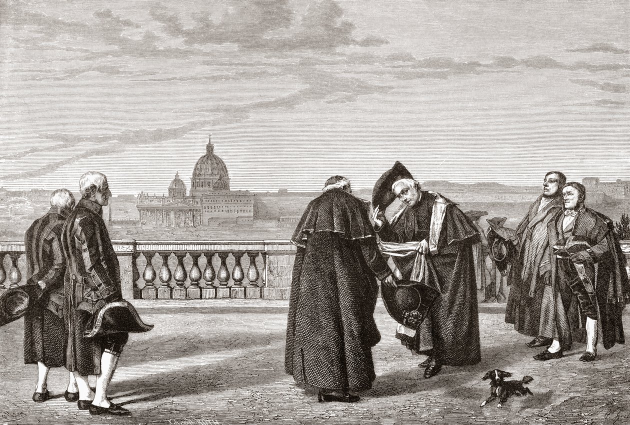 En la colina Pinciana, Roma, Italia, con San Pedro al fondo a finales del siglo XIX. De Italian Pictures by Rev. Samuel Manning, publicado hacia 1890. de Reverend Samuel Manning