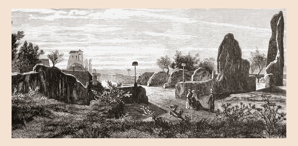 Ruinas del Palacio de los Césares, Colina del Palatino, Roma, Italia a finales del siglo XIX. De Italian Pictures by Rev. Samuel Manning, publicado hacia 1890. de Reverend Samuel Manning