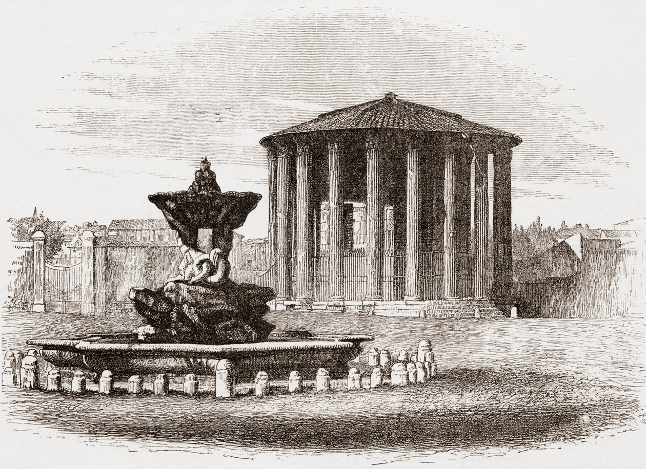 Templo de Vesta, Foro Romano, Roma, Italia a finales del siglo XIX. De Italian Pictures by Rev. Samuel Manning, publicado hacia 1890. de Reverend Samuel Manning