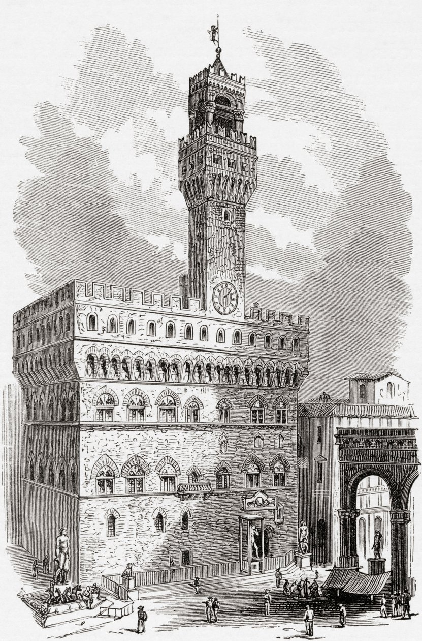 El Palazzo Vecchio, Florencia, Toscana, Italia a finales del siglo XIX. De Italian Pictures by Rev. Samuel Manning, publicado hacia 1890. de Reverend Samuel Manning