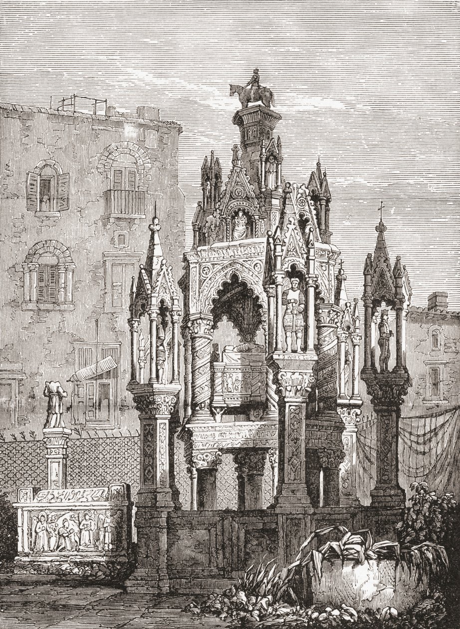 Las tumbas Scaliger, Verona, Italia a finales del siglo XIX. De Italian Pictures by Rev. Samuel Manning, publicado hacia 1890. de Reverend Samuel Manning