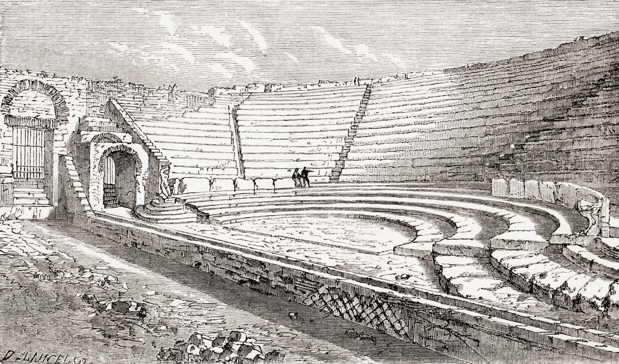 El pequeño teatro, Pompeya, Nápoles, Italia De Italian Pictures by Rev. Samuel Manning, publicado c.1890. de Reverend Samuel Manning