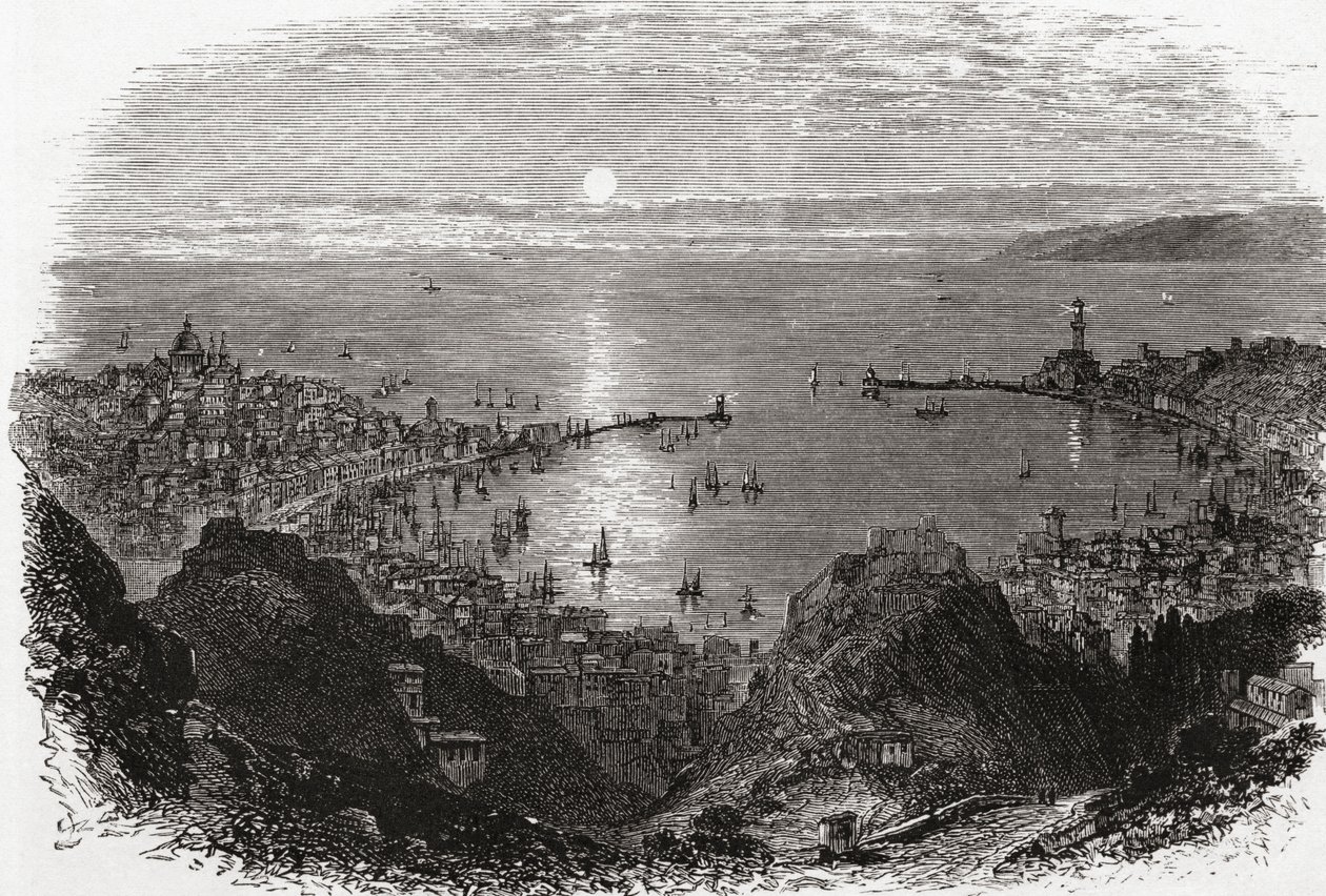 Vista de Génova, norte de Italia, a finales del siglo XIX. De Italian Pictures by Rev. Samuel Manning, publicado hacia 1890. de Reverend Samuel Manning