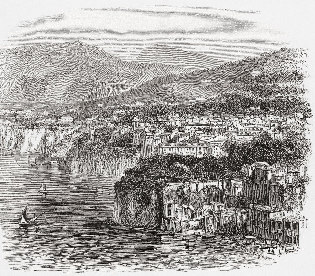 Vista de Sorrento, Campania, sur de Italia, a finales del siglo XIX. De Italian Pictures by Rev. Samuel Manning, publicado hacia 1890. de Reverend Samuel Manning