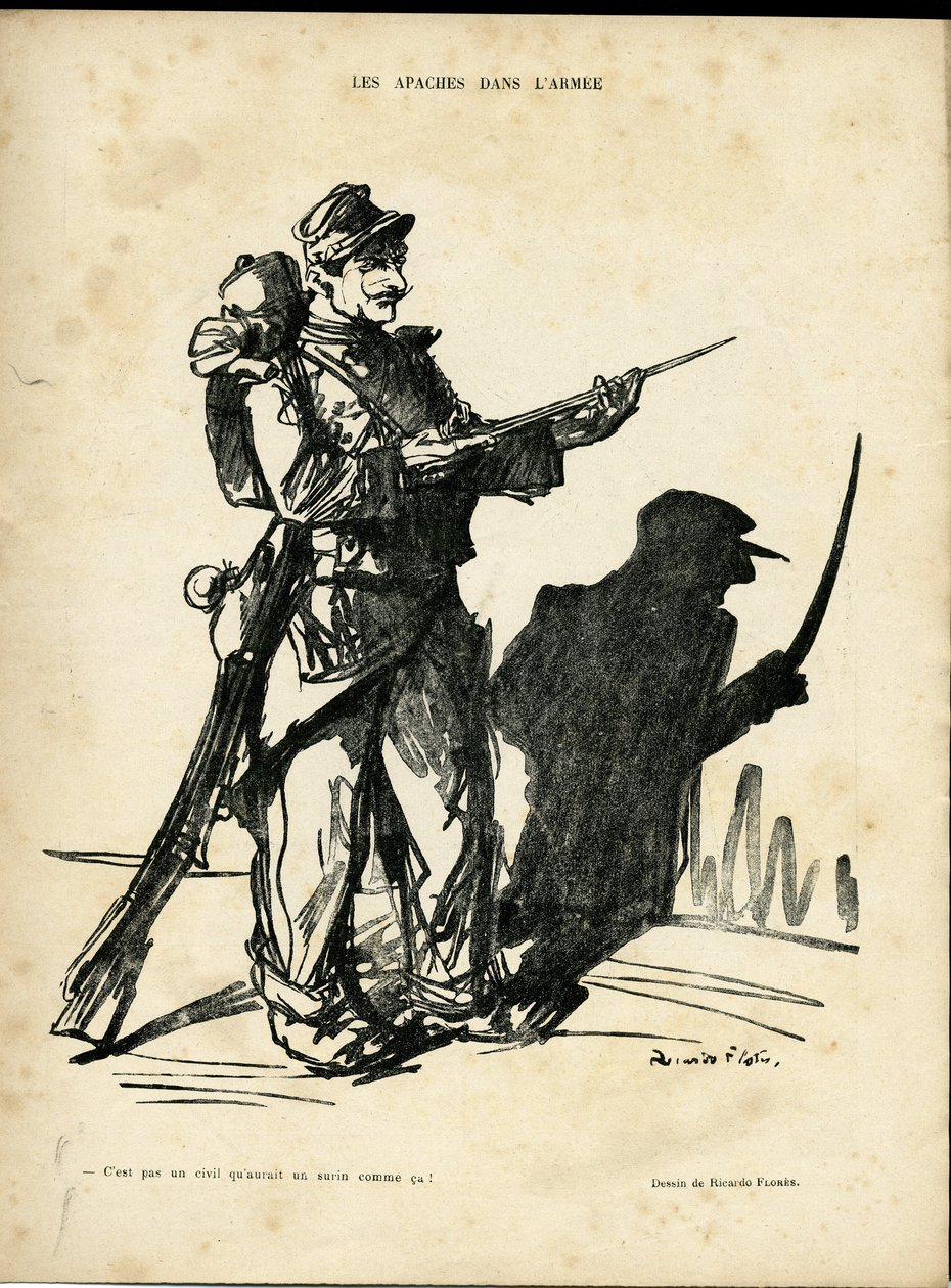 Ilustración de Ricardo Flores (1878-1918) en Le Lire, 22/01/10 - Apaches en el ejército - Apaches proxenetas - Sombra/luz de Ricardo Flores