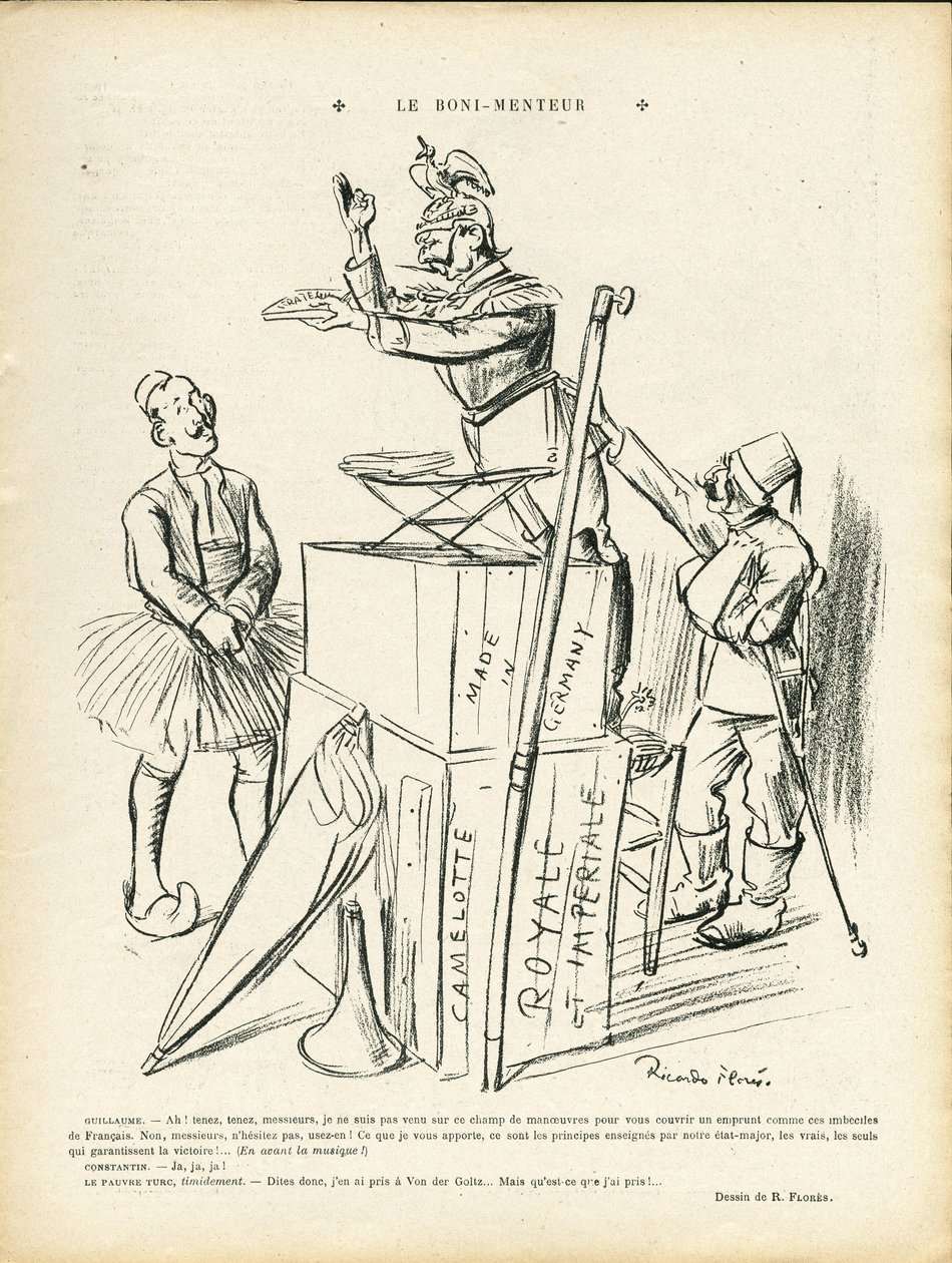 Ilustración de Ricardo Flores en Le Rire, 20/09/13 - El mentiroso - Alemania Prusia, Turquía, Guerra del 14-18 Primeros ratones - Guillermo II de Ricardo Flores