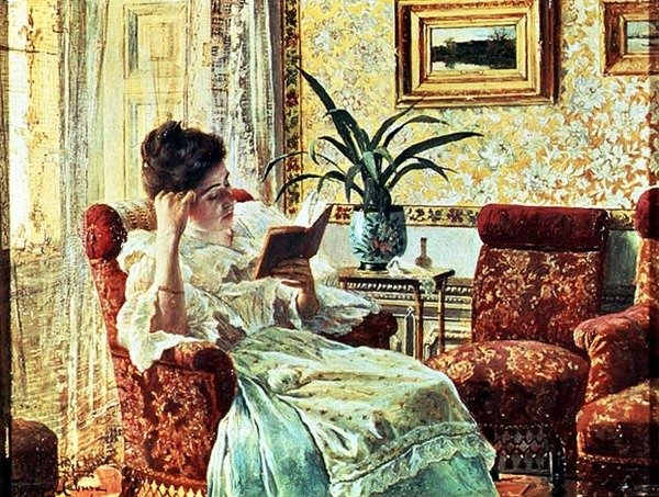 Mujer leyendo (óleo sobre lienzo) de Ricardo Lopez Cabrera
