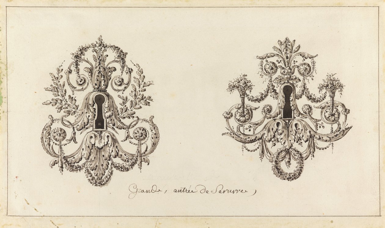 Diseño para dos placas de llave de bronce de Richard de Lalonde