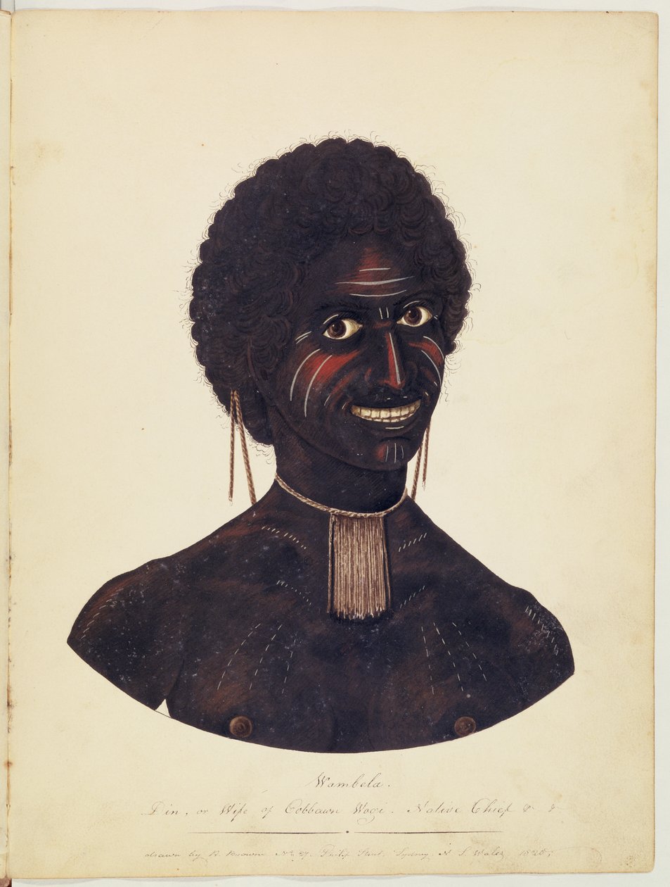 Wambela, esposa de Cobbawn Wogi, jefe nativo de Port Stephen, NSW, 1820 de Richard Browne