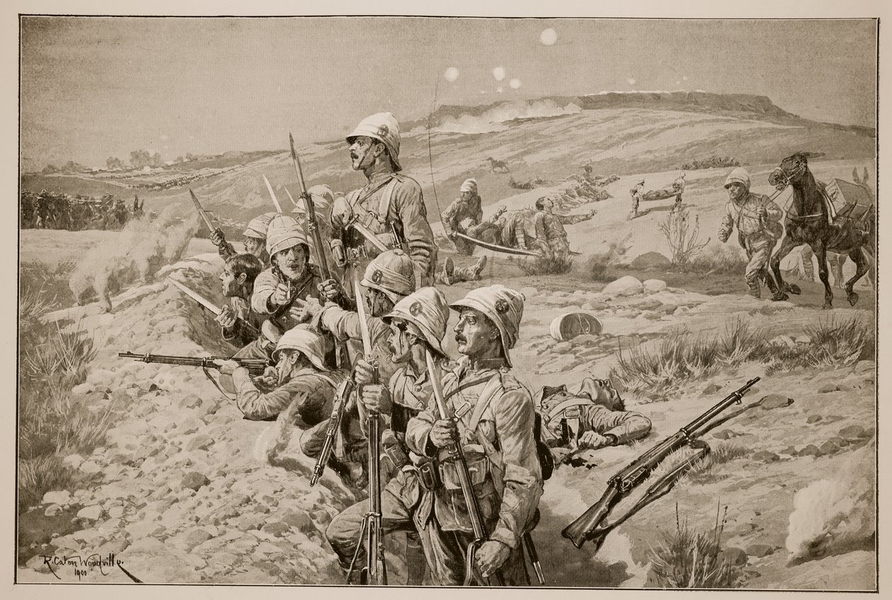 ¡Fijen bayonetas! Repeliendo un ataque desde las trincheras alrededor de Ladysmith, 1900 de Richard Caton Woodville junior