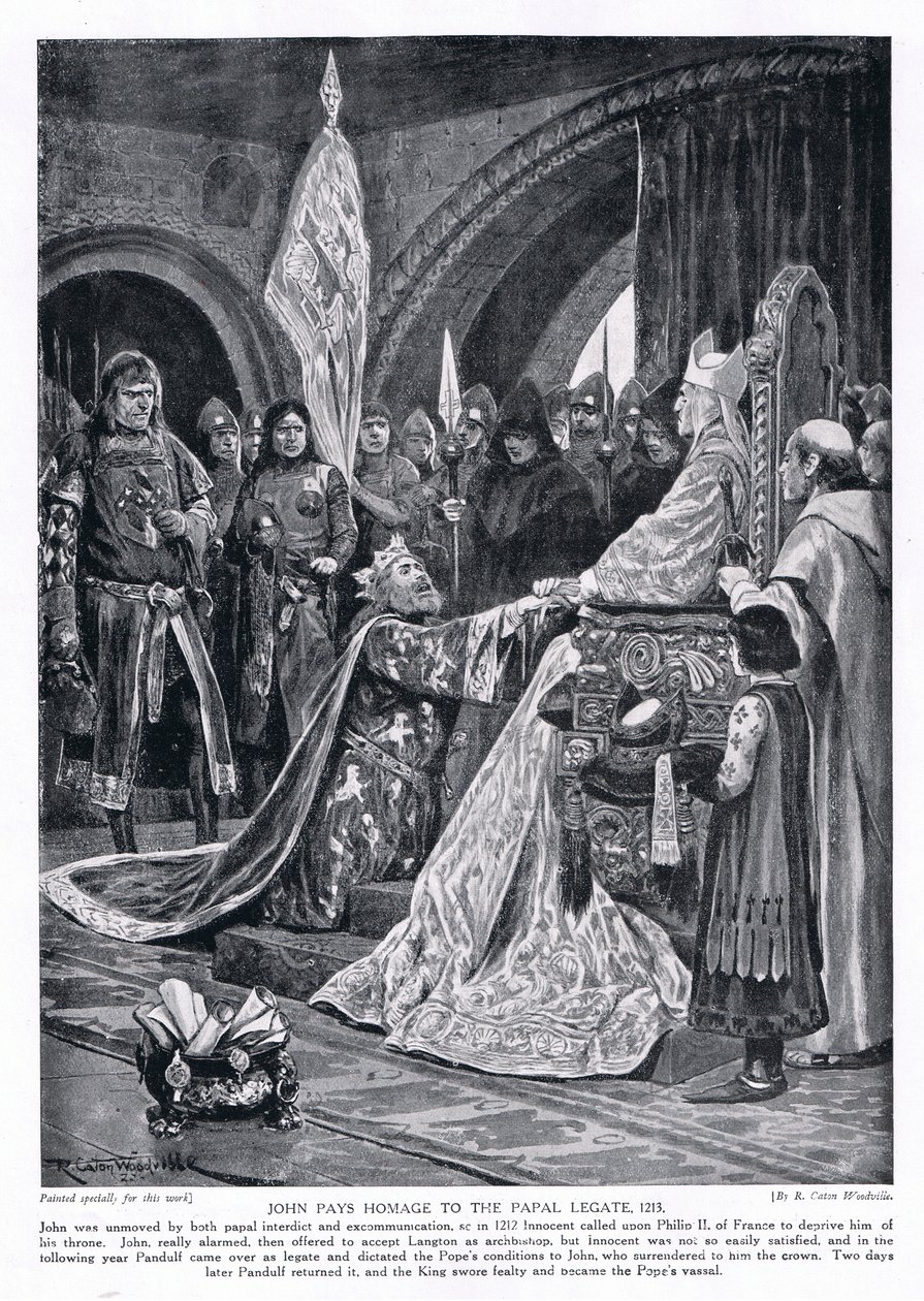 Juan rinde homenaje al legado papal AD1213, años 1920 de Richard Caton Woodville junior