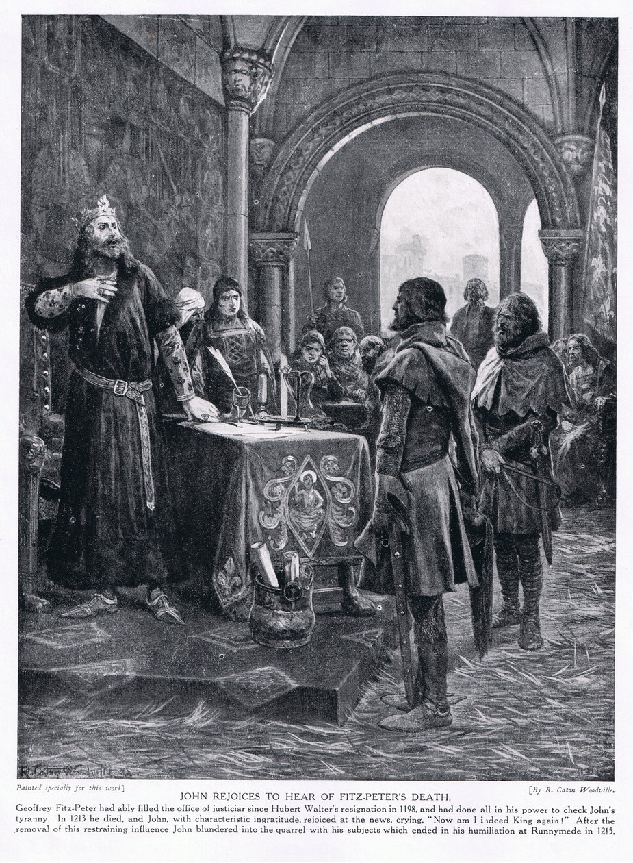 Juan se regocija al escuchar sobre la muerte de Fitz-Peters AD1198, años 1920 de Richard Caton Woodville junior