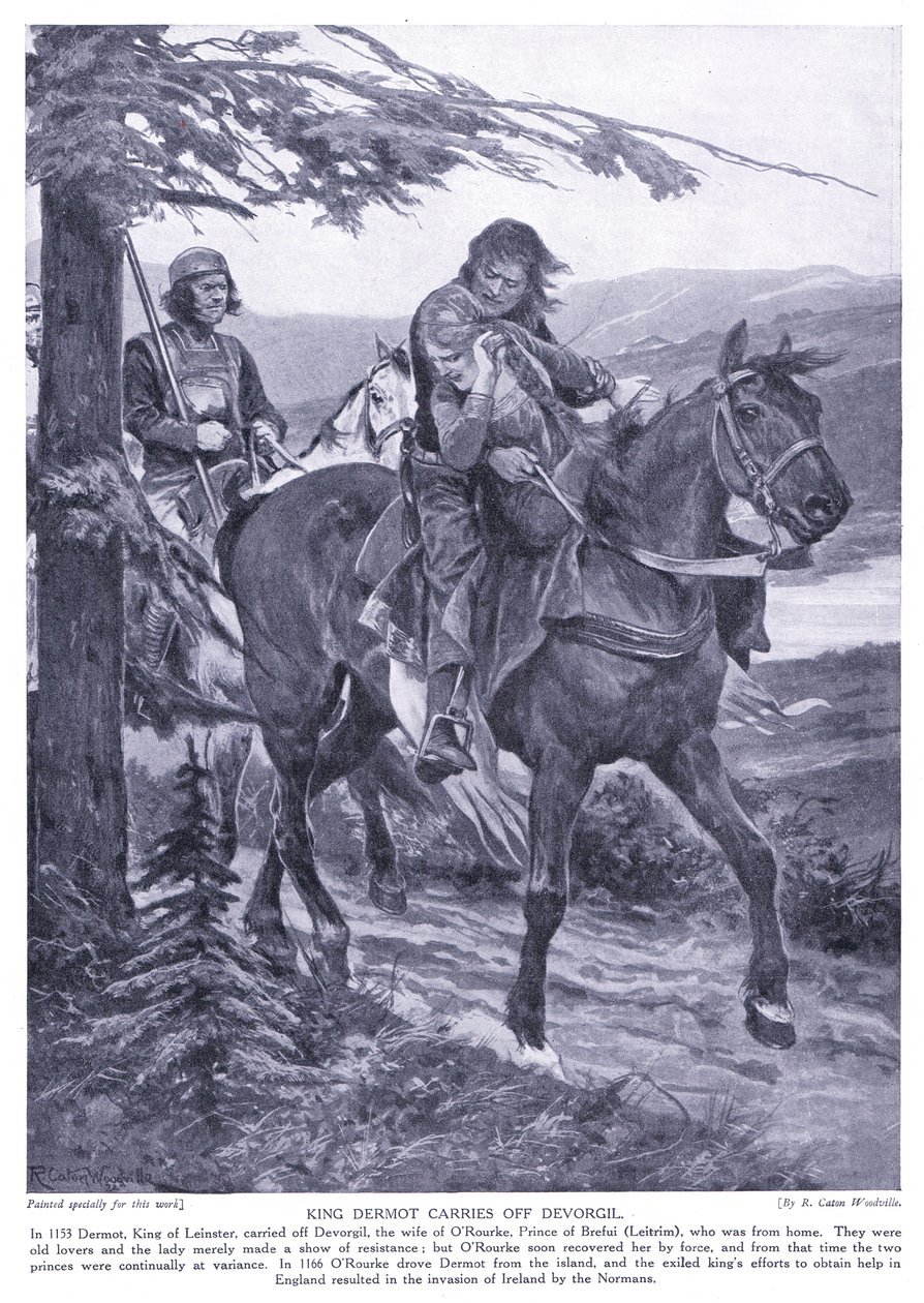 El Rey Dermot se lleva a Devorgil, años 1920 de Richard Caton Woodville junior