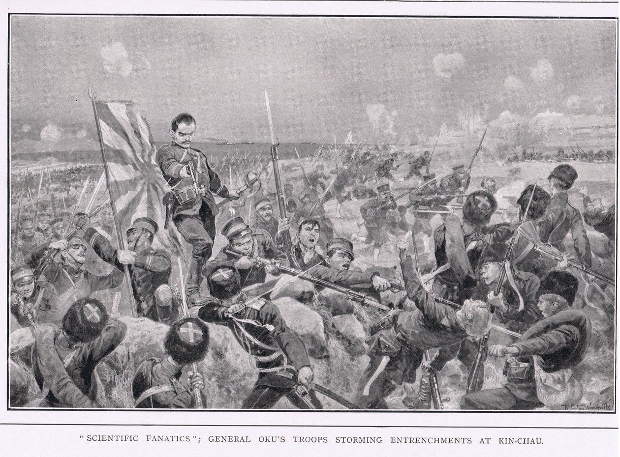 Fanáticos científicos durante la Guerra Ruso-Japonesa de Richard Caton Woodville junior