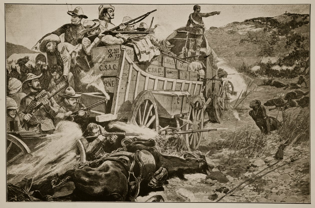 La guerra de Matabele: Defendiendo un campamento de Richard Caton Woodville junior