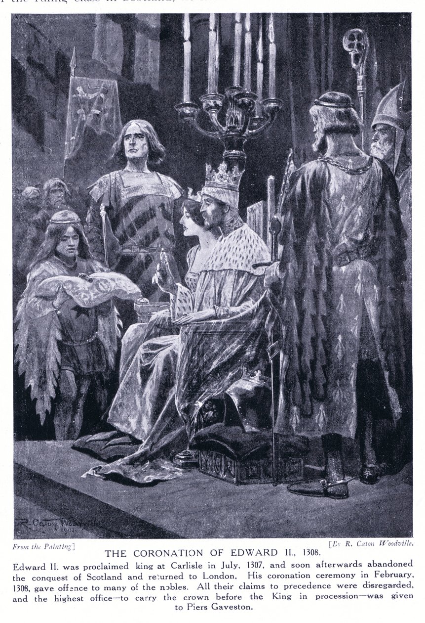 La coronación de Eduardo II en 1308, años 1920 de Richard Caton Woodville junior