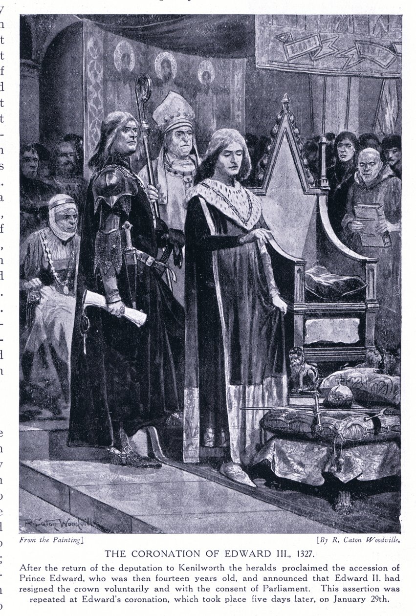 La coronación de Eduardo III AD1327, años 1920 de Richard Caton Woodville junior