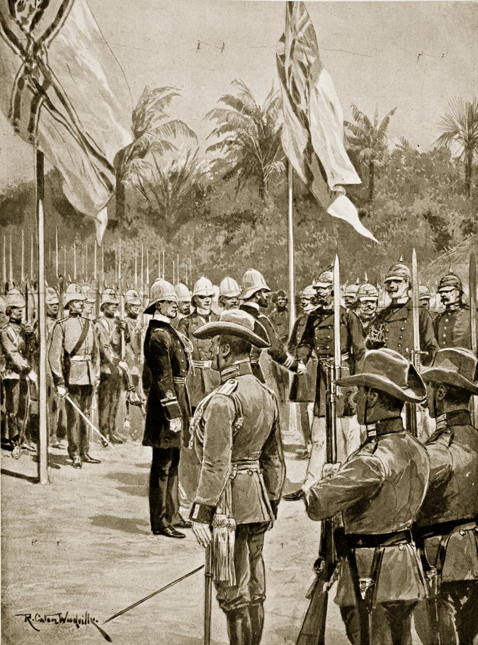 La división de Nueva Guinea entre los británicos y los alemanes, 1884 de Richard Caton Woodville junior