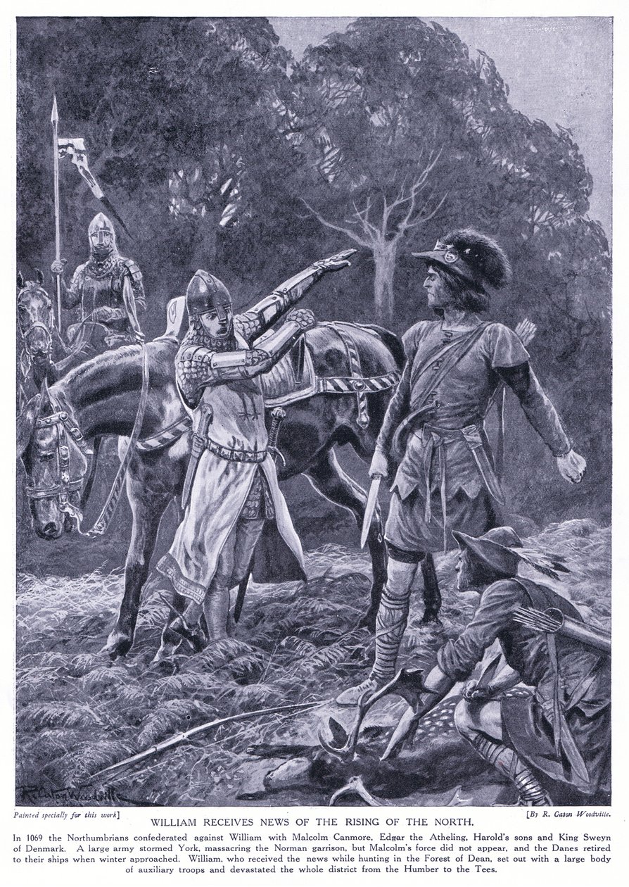 Guillermo recibe noticias del levantamiento en el norte AD1069, años 1920 de Richard Caton Woodville junior