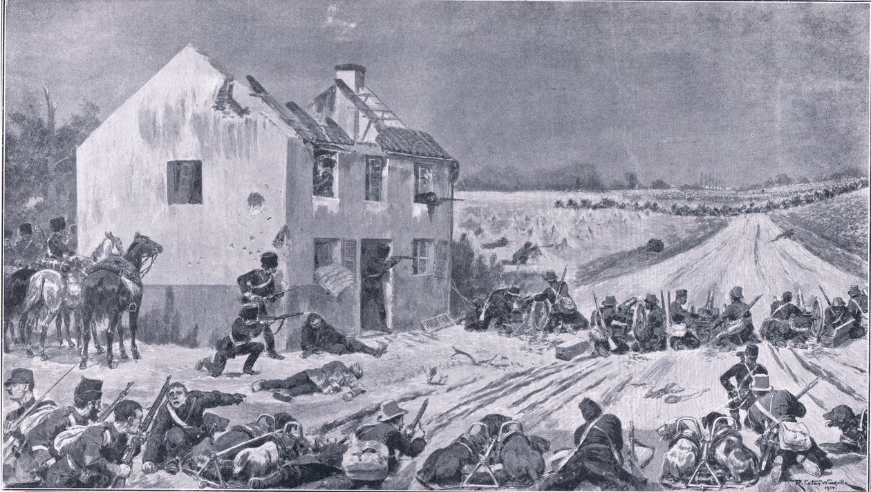 Escena de la Batalla de Haelen donde las tropas belgas derrotaron a los invasores, de La Gran Guerra The Amalgamated Press Limited, 1914 de Richard Caton Woodville
