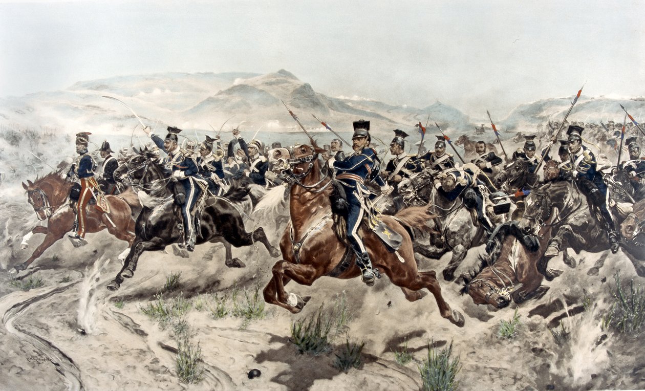 La carga de la Brigada Ligera, 1895 (fotograbado) de Richard Caton Woodville