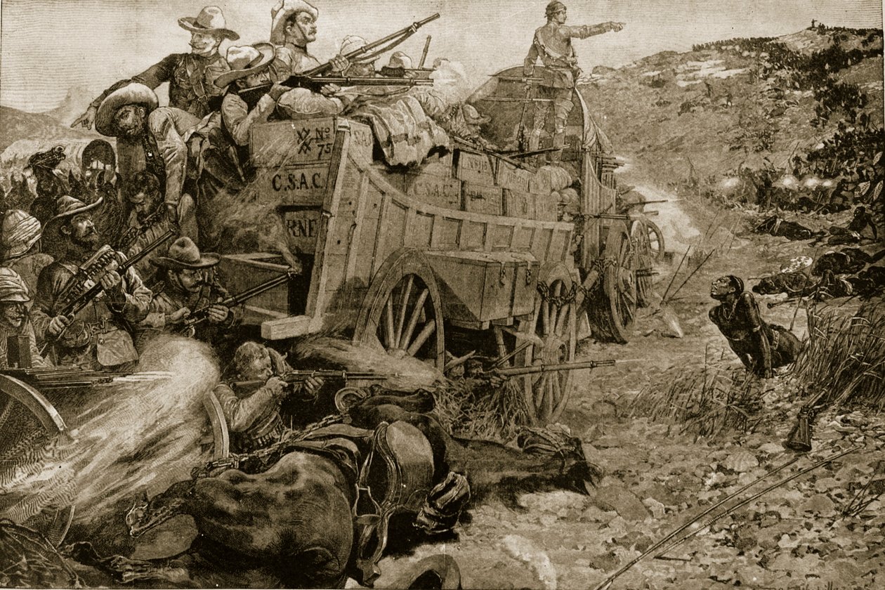 La guerra de Matabele, 1893: Ataque al campamento de vagones en el río Imbembezi, 1 de noviembre, de 