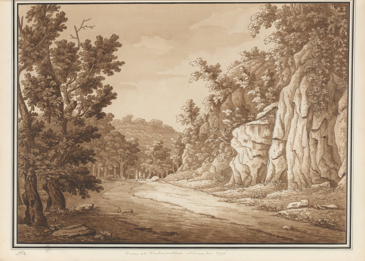 Vista en Valmontone, de un volumen de 66 vistas dibujadas de la naturaleza en los alrededores de Roma y Abruzzo, noviembre de 1790 de Richard Colt Hoare