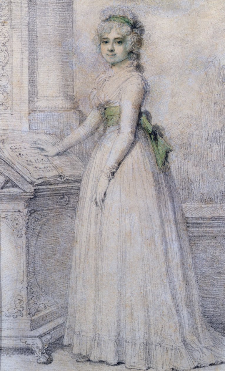Retrato de una mujer junto a un atril de música, 1793 de Richard Cosway